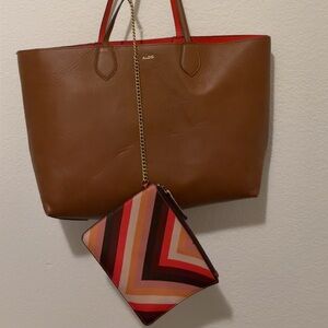 Aldo Tan and Red Tote Bag